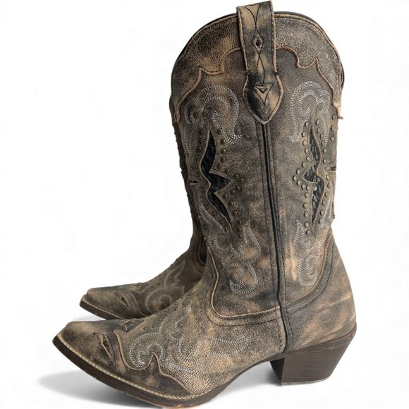 Laredo Leather Studded Western Cowgirl Snip Toe Boots Women's 10 M - Picture 8 of 14